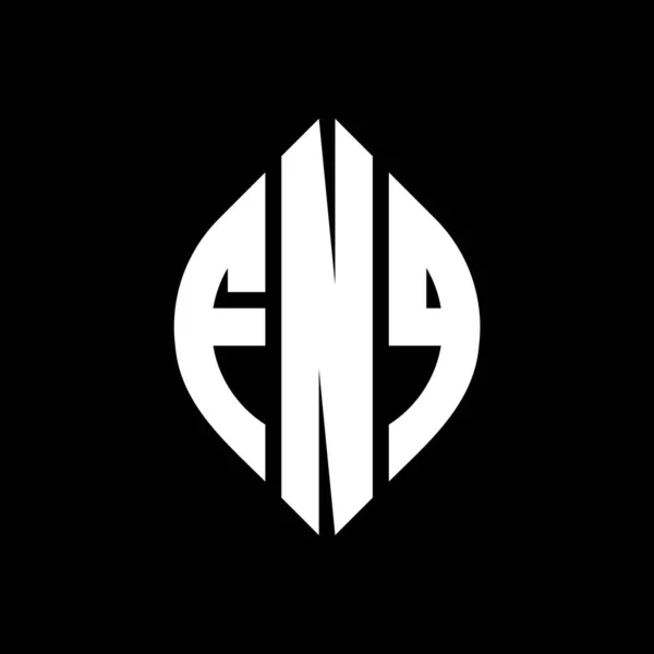 Форма Логотипа Круга Fnq Кругом Эллипсом Буквы Эллипса Fnq Типографским — стоковый вектор