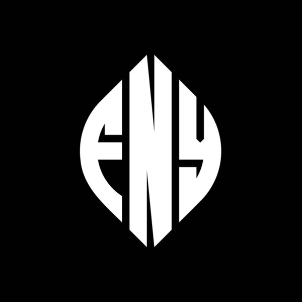 Форма Логотипа Круга Fny Кругом Эллипсом Буквы Эллипса Fny Типографским — стоковый вектор