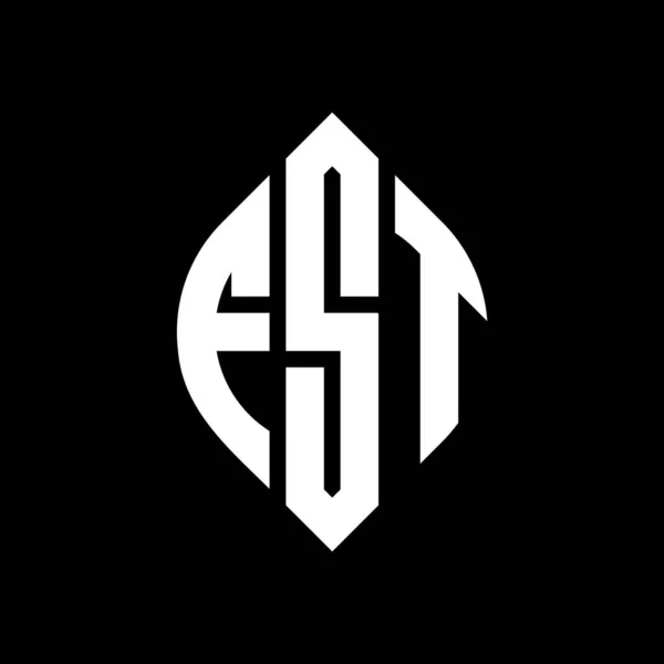 Форма Логотипа Круга Fst Эллипсом Кругом Буквы Эллипса Fst Типографским — стоковый вектор
