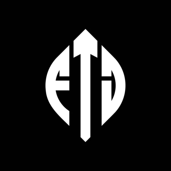 Ftj Kreis Buchstabe Logo Design Mit Kreis Und Ellipsenform Ftj — Stockvektor