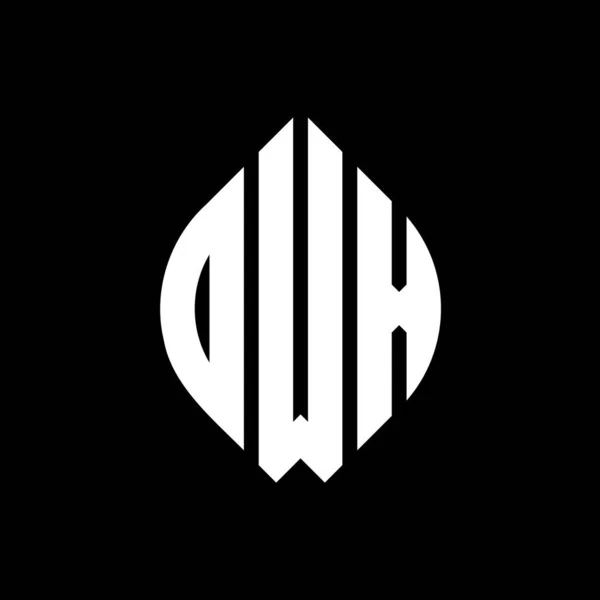 Dwx Kruh Písmeno Logo Design Kružnicí Elipsy Tvar Eliptická Písmena — Stockový vektor