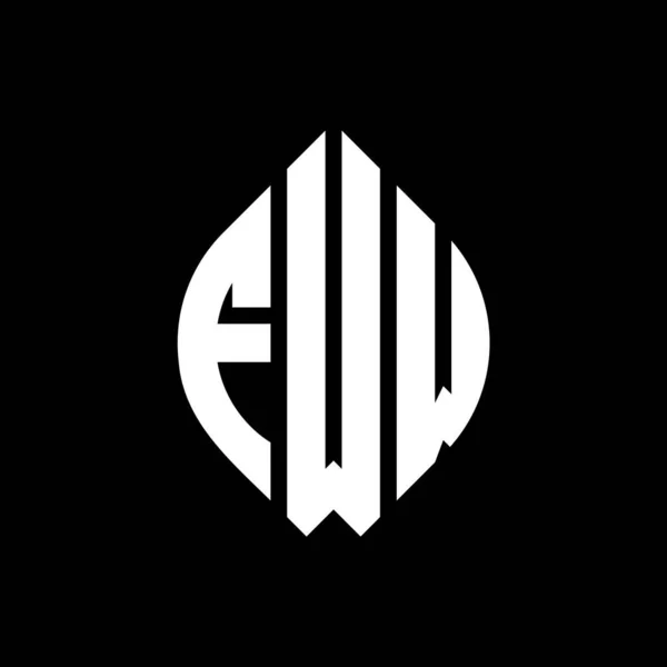 Форма Логотипа Круга Fww Кругом Эллипсом Буквы Эллипса Fww Типографским — стоковый вектор
