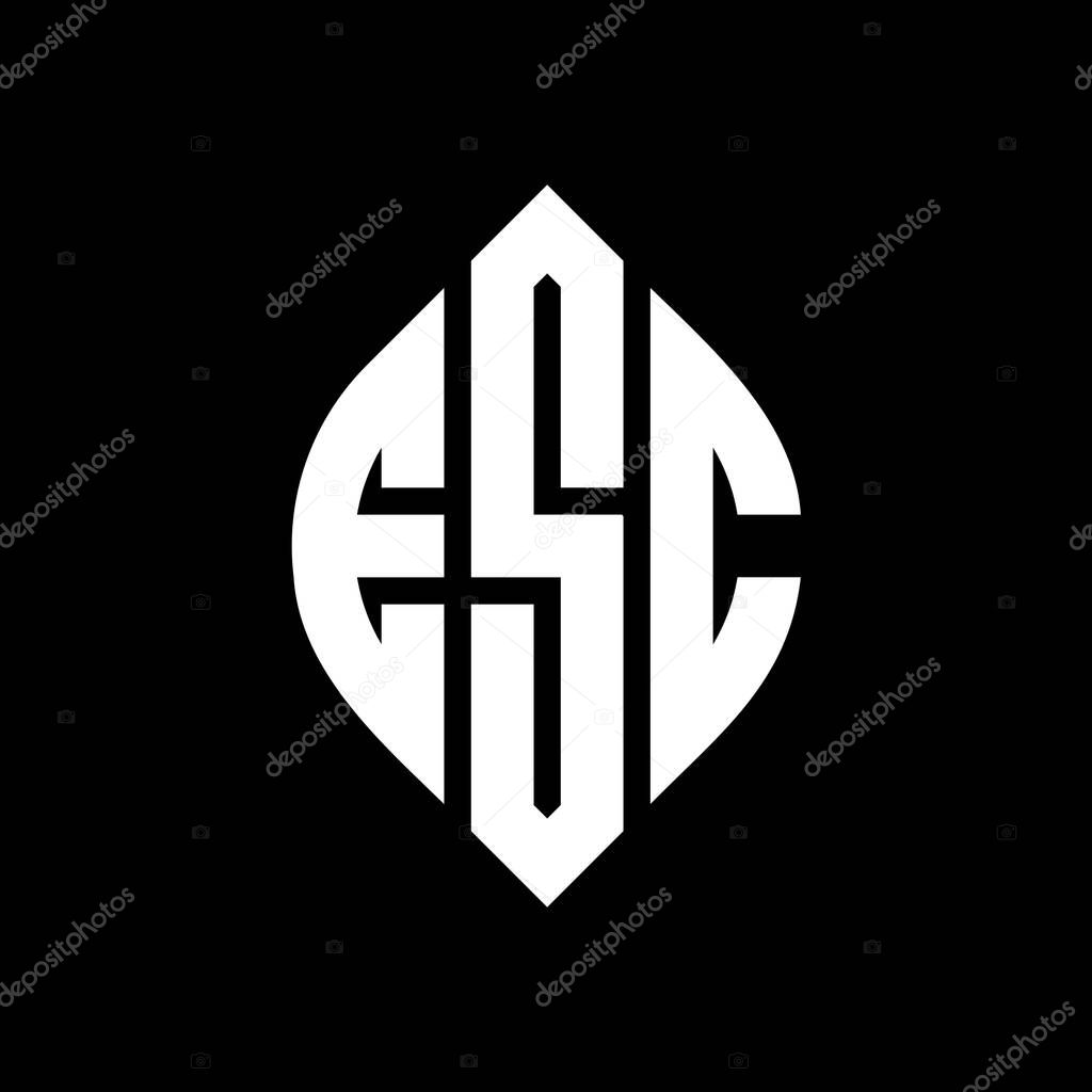 ESC circle letter logo design with circle and ellipse shape. ESC ellipse letters with typographic style. The three initials form a circle logo. ESC Circle Emblem Abstract Monogram Letter Mark Vector.