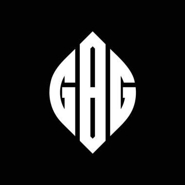 Çember ve elips şekilli GBG daire harf logosu tasarımı. Tipografik biçimli GBG elips harfleri. Üç baş harf daire şeklinde bir logo oluşturuyor. GBG Çember Amblemi Soyut Monogram Harf İşaretleyici Vektörü.