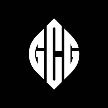 Çember ve elips şekilli GCG daire harf logosu tasarımı. Tipografik biçimli GCG elips harfleri. Üç baş harf daire şeklinde bir logo oluşturuyor. GCG Çember Amblemi Soyut Monogram Harf İşaretleyici Vektörü.