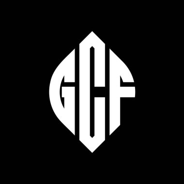 Çember ve elips şekilli GCF daire harf logosu tasarımı. Tipografik tarzda GCF elips harfleri. Üç baş harf daire şeklinde bir logo oluşturuyor. GCF Çember Amblemi Soyut Monogram Harf İşaretleyici Vektörü.