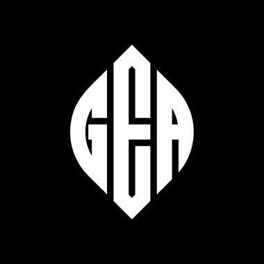 GEA daire şeklinde ve elips şekilli harf logosu tasarımı. GEA elips harfleri tipografik tarzda. Üç baş harf daire şeklinde bir logo oluşturuyor. GEA Çember Amblemi Soyut Monogram Harf İşaretleme Vektörü.