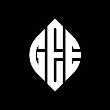 Çember ve elips şekilli GEE daire harf logosu tasarımı. Tipografik şekilli GEE elips harfleri. Üç baş harf daire şeklinde bir logo oluşturuyor. GEE Çember Amblemi Soyut Monogram Harf İşaretleme Vektörü.