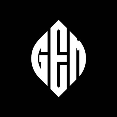 Çember ve elips şekilli GeM daire harf logosu tasarımı. Tipografik şekilli GEM elips harfleri. Üç baş harf daire şeklinde bir logo oluşturuyor. GEM Çember Amblemi Soyut Monogram Harf İşaretleme Vektörü.