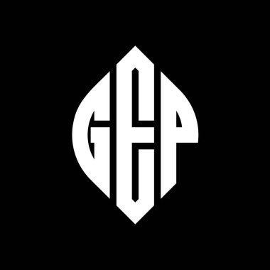 Çember ve elips şekilli GEP daire harf logosu tasarımı. Tipografik şekilli GEP elips harfleri. Üç baş harf daire şeklinde bir logo oluşturuyor. GEP Çember Amblemi Soyut Monogram Harf İşaretleyici Vektörü.
