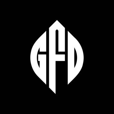 Çember ve elips şekilli GFD daire harf logosu tasarımı. GFD elips harfleri tipografik tarzda. Üç baş harf daire şeklinde bir logo oluşturuyor. GFD Çember Amblemi Soyut Monogram Harf İşaretleyici Vektörü.