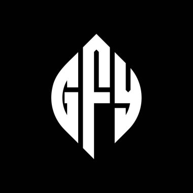 Çember ve elips şekilli GFY daire harf logosu tasarımı. Tipografik biçimli GFY elips harfleri. Üç baş harf daire şeklinde bir logo oluşturuyor. GFY Çember Amblemi Soyut Monogram Harf İşaretleyici Vektörü.