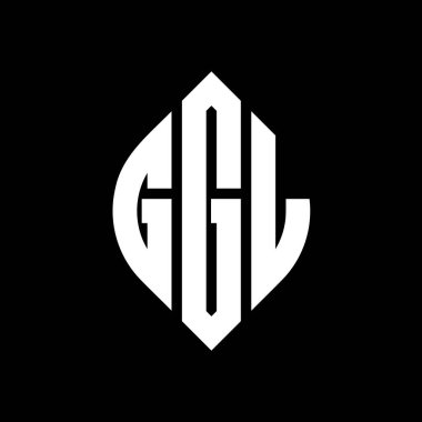 Çember ve elips şekilli GGL daire harf logosu tasarımı. Tipografik biçimli GGL elips harfleri. Üç baş harf daire şeklinde bir logo oluşturuyor. GGL Çember Amblemi Soyut Monogram Harf İşaretleyici Vektörü.