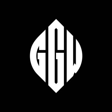 Çember ve elips şekilli GGW daire harf logosu tasarımı. Tipografik biçimli GGW elips harfleri. Üç baş harf daire şeklinde bir logo oluşturuyor. GGW Çember Amblemi Soyut Monogram Harf İşaretleyici Vektörü.