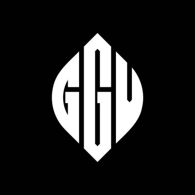 Çember ve elips şekilli GGV daire harf logosu tasarımı. Tipografik biçimli GGV elips harfleri. Üç baş harf daire şeklinde bir logo oluşturuyor. GGV Çember Amblemi Soyut Monogram Harf İşaretleyici Vektörü.