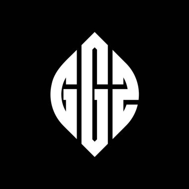 Çember ve elips şekilli GGZ daire harf logosu tasarımı. Tipografik biçimli GGZ elips harfleri. Üç baş harf daire şeklinde bir logo oluşturuyor. GGZ Çember Amblemi Soyut Monogram Harf İşaretleyici Vektörü.
