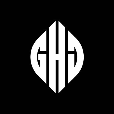Çember şeklinde ve elips şeklinde GHJ daire şeklinde harf logosu tasarımı. Tipografik tarzda GHJ elips harfleri. Üç baş harf daire şeklinde bir logo oluşturuyor. GHJ Çember Amblemi Soyut Monogram Harf İşaretleme Vektörü.