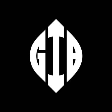 Çember ve elips şekilli GIB daire harf logosu tasarımı. Typographic tarzında GIB elips mektupları. Üç baş harf daire şeklinde bir logo oluşturuyor. GIB Çember Amblemi Soyut Monogram Harf İşaretleme Vektörü.