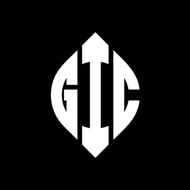 Çember ve elips şekilli GIC daire harf logosu tasarımı. Typographic tarzında GIC elips harfleri. Üç baş harf daire şeklinde bir logo oluşturuyor. GIC Çember Amblemi Soyut Monogram Harf İşaretleme Vektörü.
