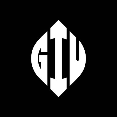 Çember ve elips şekilli GIV daire harf logosu tasarımı. Typographic tarzında GIV elips harfleri. Üç baş harf daire şeklinde bir logo oluşturuyor. GIV Çember Amblemi Soyut Monogram Harf İşaretleme Vektörü.