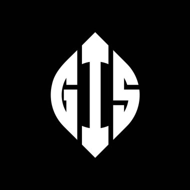 Çember ve elips şekilli GIS daire harf logosu tasarımı. Tipografik şekilli GIS elips harfleri. Üç baş harf daire şeklinde bir logo oluşturuyor. GIS Çemberi Amblemi Soyut Monogram Harf İşaretleme Vektörü.