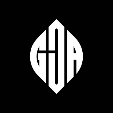 Çember ve elips şekilli GJA daire harfli logo tasarımı. Tipografik biçimli GJA elips harfleri. Üç baş harf daire şeklinde bir logo oluşturuyor. GJA Çember Amblemi Soyut Monogram Harf İşaretleyici Vektörü.