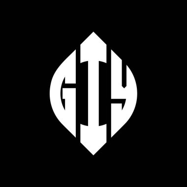 Çember ve elips şekilli GIY daire harf logosu tasarımı. Typographic tarzında GIY elips harfleri. Üç baş harf daire şeklinde bir logo oluşturuyor. GIY Çember Amblemi Soyut Monogram Harf İşaretleme Vektörü.