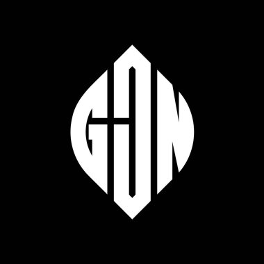 Çember ve elips şekilli GJN daire harf logosu tasarımı. Tipografik biçimli GJN elips harfleri. Üç baş harf daire şeklinde bir logo oluşturuyor. GJN Çember Amblemi Soyut Monogram Harf İşaretleyici Vektörü.