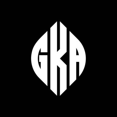 Çember ve elips şekilli GKA daire harf logosu tasarımı. Tipografik biçimli GKA elips harfleri. Üç baş harf daire şeklinde bir logo oluşturuyor. GKA Çember Amblemi Soyut Monogram Harf İşaretleyici Vektörü.