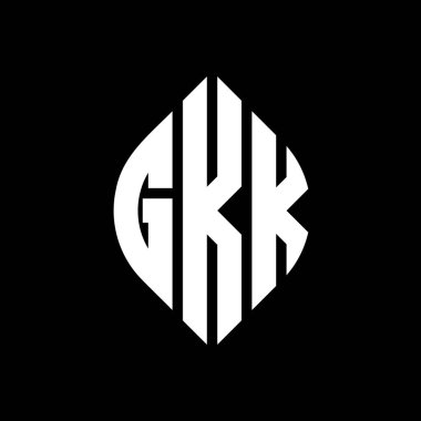 Çember ve elips şekilli GKK daire harf logosu tasarımı. Tipografik biçimli GKK elips harfleri. Üç baş harf daire şeklinde bir logo oluşturuyor. GKK Çember Amblemi Soyut Monogram Harf İşaretleme Vektörü.