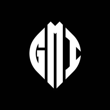 Çember ve elips şekilli GMI daire harf logosu tasarımı. Tipografik şekilli GMI elips harfleri. Üç baş harf daire şeklinde bir logo oluşturuyor. GMI Çember Amblemi Soyut Monogram Harf İşaretleyici Vektörü.