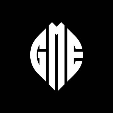 Çember ve elips şekilli GME daire harf logosu tasarımı. Tipografik biçimli GME elips harfleri. Üç baş harf daire şeklinde bir logo oluşturuyor. GME Çemberi Amblemi Soyut Monogram Harf İşaretleyici Vektörü.