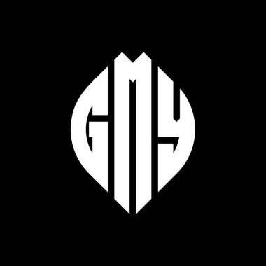 Çember ve elips şekilli GMY yuvarlak harf logosu tasarımı. Tipografik şekilli GMY elips harfleri. Üç baş harf daire şeklinde bir logo oluşturuyor. GMY Çemberi Amblemi Soyut Monogram Harf İşaretleme Vektörü.
