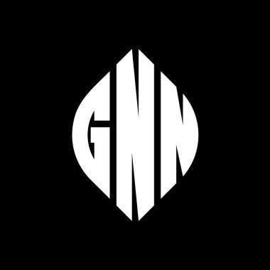 Çember ve elips şekilli GNN daire harf logosu tasarımı. Tipografik biçimli GNN elips harfleri. Üç baş harf daire şeklinde bir logo oluşturuyor. GNN Çember Amblemi Soyut Monogram Harf İşaretleyici Vektörü.