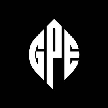Çember ve elips şekilli GPE daire harf logosu tasarımı. Tipografik biçimli GPE elips harfleri. Üç baş harf daire şeklinde bir logo oluşturuyor. GPE Çember Amblemi Soyut Monogram Harf İşaretleyici Vektörü.