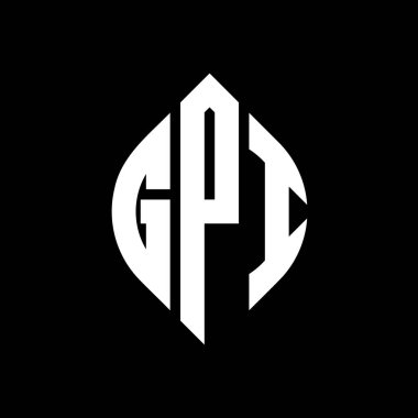 Çember ve elips şekilli GPI daire harf logosu tasarımı. Tipografik biçimli GPI elips harfleri. Üç baş harf daire şeklinde bir logo oluşturuyor. GPI Çember Amblemi Soyut Monogram Harf İşaretleyici Vektörü.