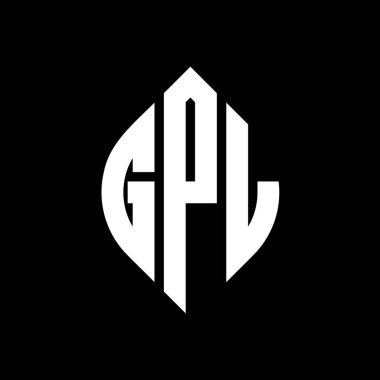Çember ve elips şekilli GPL daire harf logosu tasarımı. Tipografik biçimli GPL elips harfleri. Üç baş harf daire şeklinde bir logo oluşturuyor. GPL Çember Amblemi Soyut Monogram Harf İşaretleyici Vektörü.