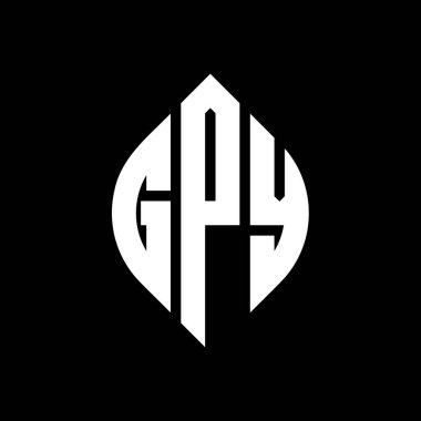Çember ve elips şekilli GPY daire harf logosu tasarımı. Tipografik biçimli GPY elips harfleri. Üç baş harf daire şeklinde bir logo oluşturuyor. GPY Çember Amblemi Soyut Monogram Harf İşaretleyici Vektörü.