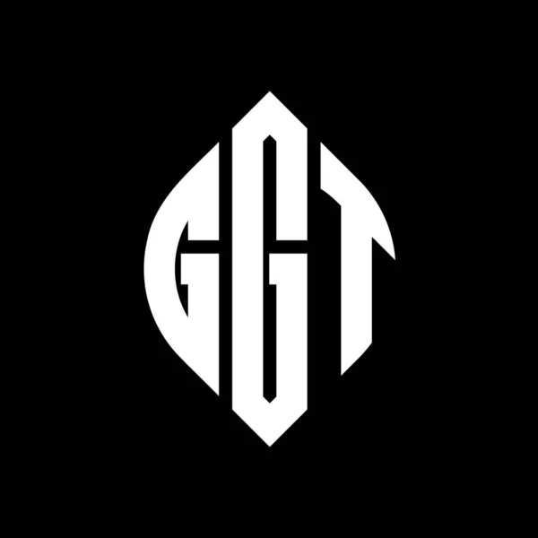 円と楕円形のGgtサークルレターロゴデザイン タイプグラフィックスタイルのGgt楕円文字 3つのイニシャルはサークルロゴを形成します Ggt Circle Emblem概要 Monogram Letter Mark Vector — ストックベクタ