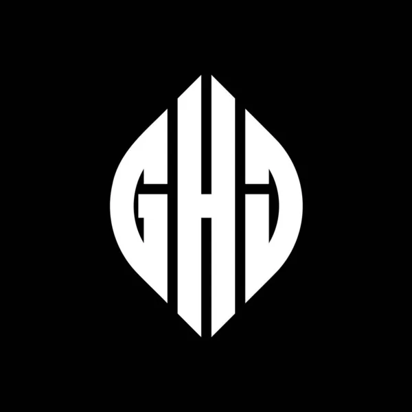 Ghj 동그라미 디자인 타이포그래피 스타일 글자를 맞춘다 이니셜은 로고를 Ghj — 스톡 벡터