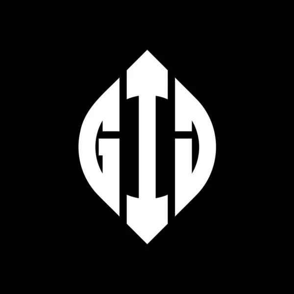 Дизайн Логотипу Кругової Літери Gij Колом Формою Еліпса Літери Еліпса — стоковий вектор