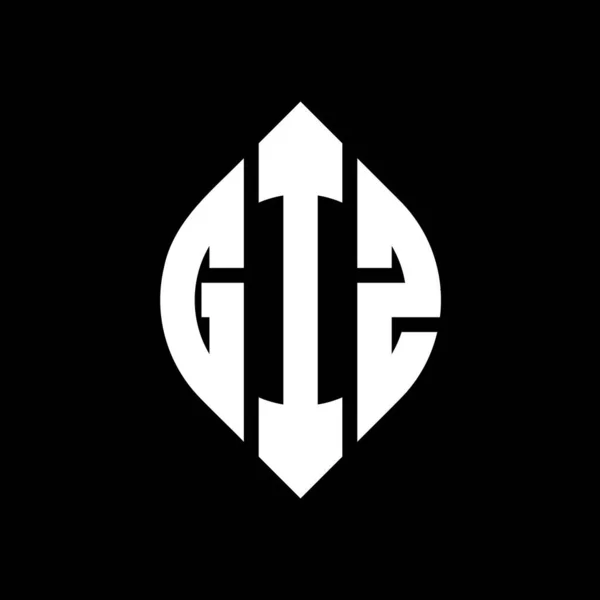 Дизайн Логотипа Круга Giz Кружком Эллипсом Giz Эллиптические Буквы Типографским — стоковый вектор