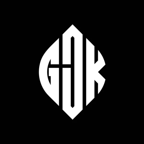 Дизайн Логотипа Круга Gjk Кружком Эллипсом Gjk Эллиптические Буквы Типографским — стоковый вектор