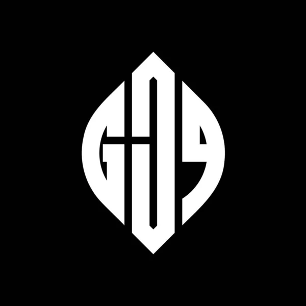 Gjq 디자인에 포함되어 Gjq 타이포그래피 스타일의 이니셜은 로고를 Gjq Circle — 스톡 벡터