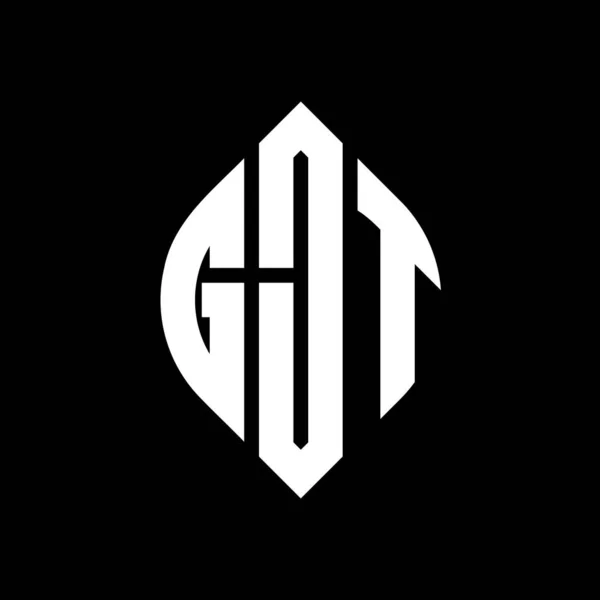 Дизайн Логотипу Літери Gjt Колом Формою Еліпса Gjt Еліпс Літери — стоковий вектор
