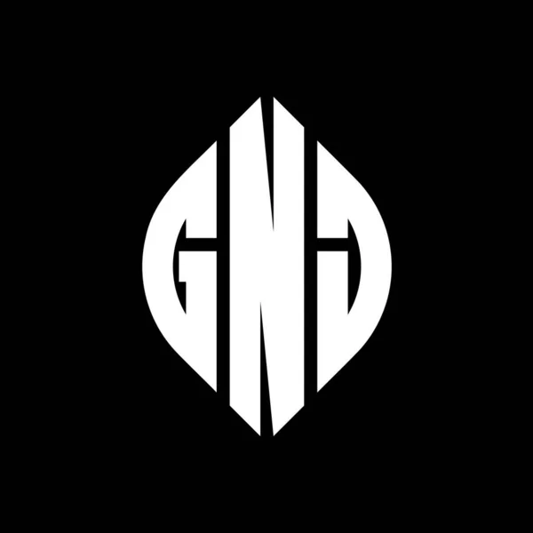 Gnj Cirkel Letter Logo Ontwerp Met Cirkel Ellips Vorm Gnj — Stockvector
