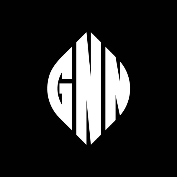 Gnn Cirkel Letter Logo Ontwerp Met Cirkel Ellips Vorm Gnn — Stockvector