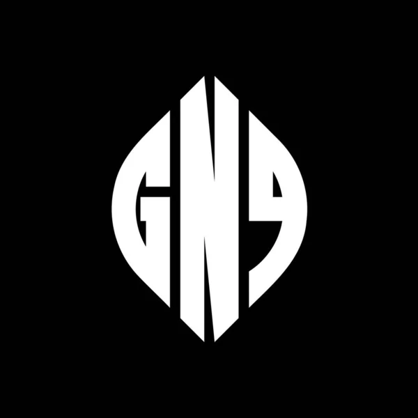 Gnq Lingkaran Desain Logo Huruf Dengan Lingkaran Dan Bentuk Elips - Stok Vektor