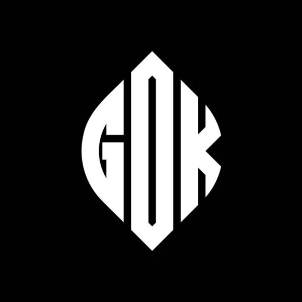 Gok Дизайн Логотипа Круга Кругом Эллипсом Формы Эллипсовые Буквы Гок — стоковый вектор