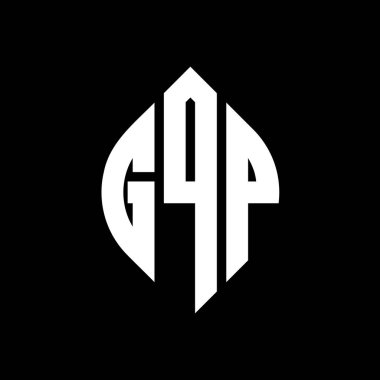 Çember ve elips şekilli GQP daire harf logosu tasarımı. Tipografik biçimli GQP elips harfleri. Üç baş harf daire şeklinde bir logo oluşturuyor. GQP Çember Amblemi Soyut Monogram Harf İşaretleyici Vektörü.